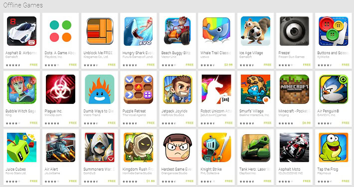 Google adds Offline Games collection to Google Play