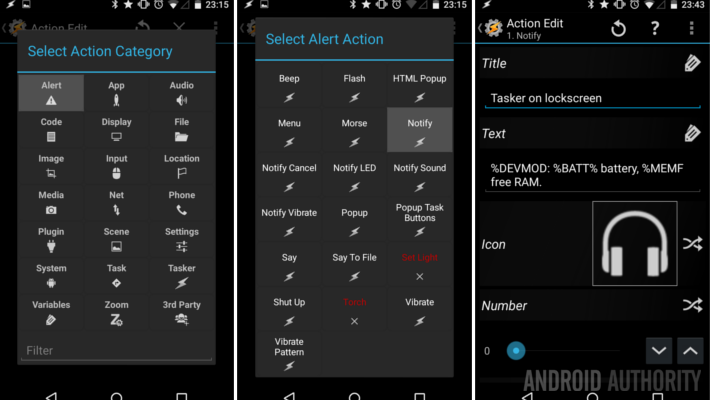 System info and one click actions the Lollipop lock screen using Tasker - Android customization - Android Authority