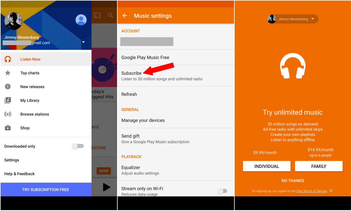 How to set up a Google Play Music family plan