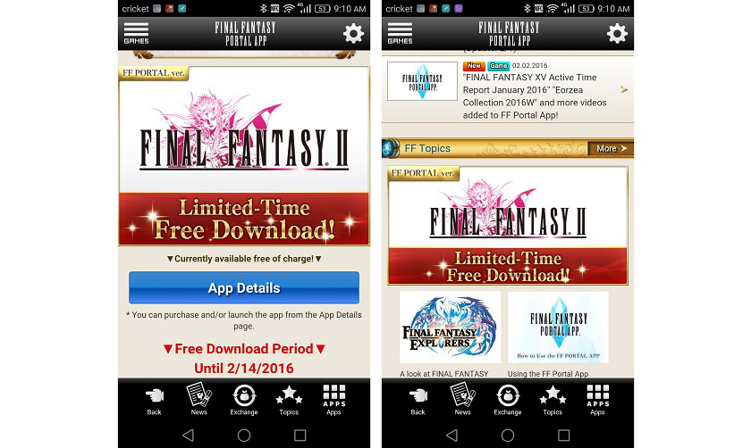 Get Final Fantasy 2 for free right now, via FF Portal app