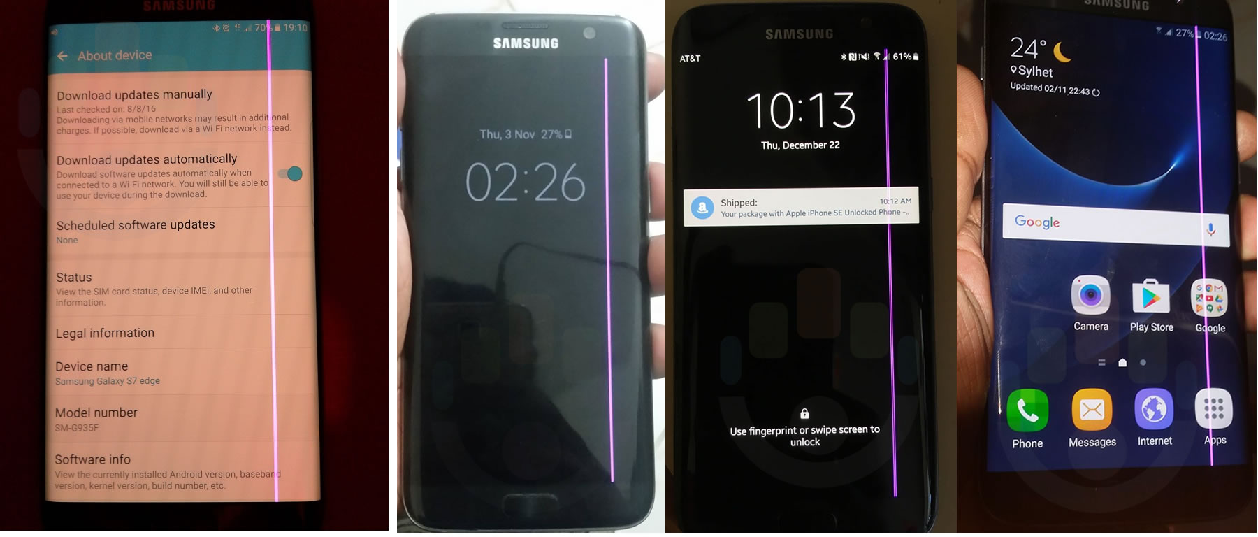 Samsung Galaxy S7 owners "pink line" display problem