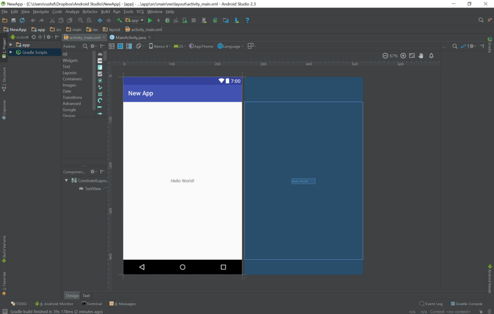 Android Studio Hello World: How to create your first ever app project