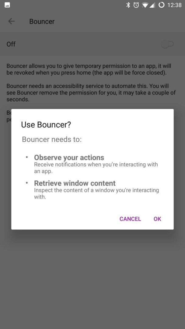 Bouncer Android App – Grant Permissions And Automatically Remove Them