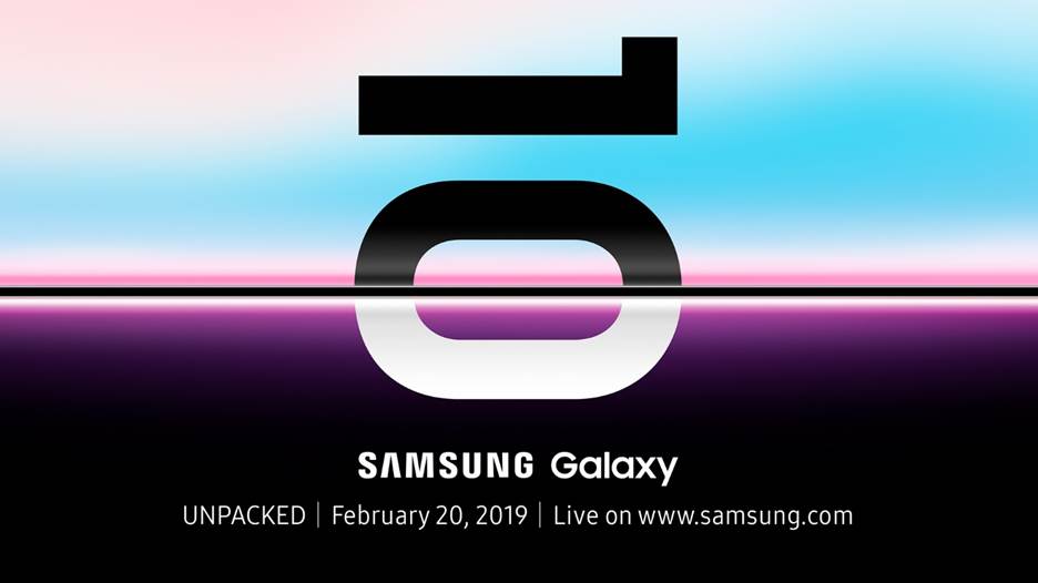 The Samsung Galaxy S10 Unpacked event invite.