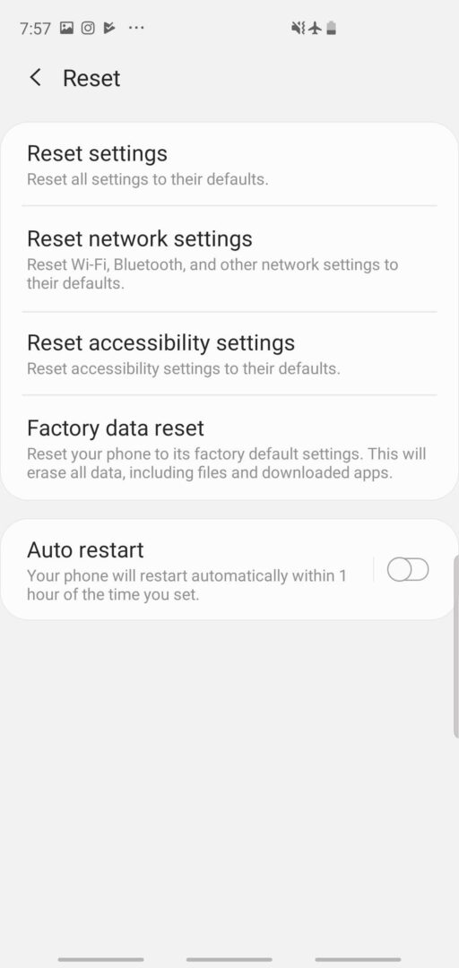 samsung galaxy s10 hard reset android 12