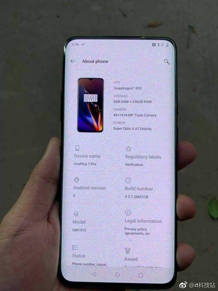 The alleged OnePlus 7 Pro.
