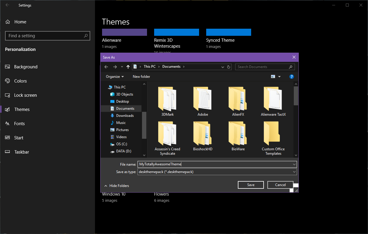 Windows 10 Name Custom Theme File