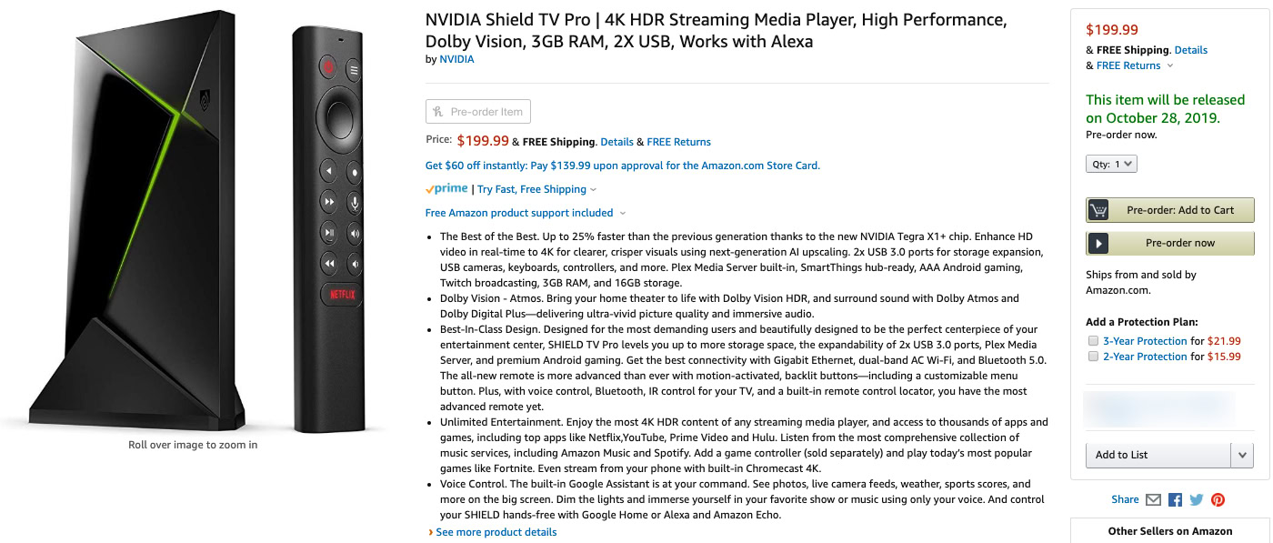 New NVIDIA Shield TV Pro listed on , then promptly removed