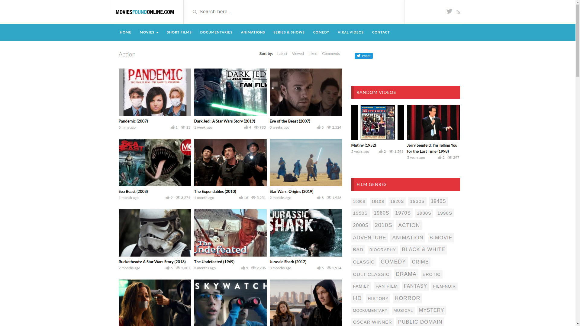 Movies Found Online homepage