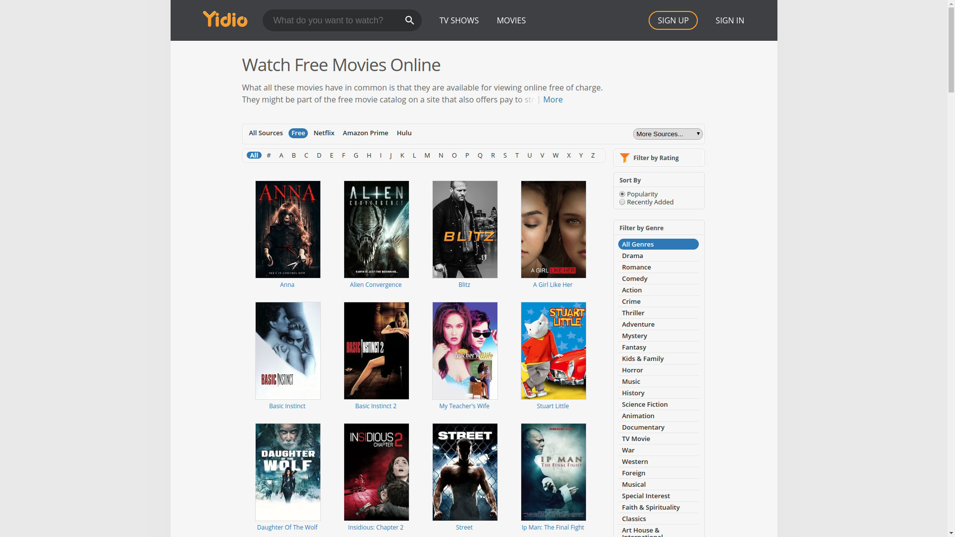 Yidio free movies online
