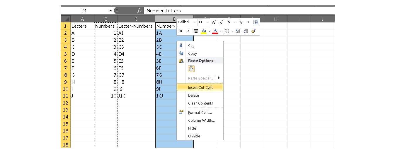 Como mover columnas en excel