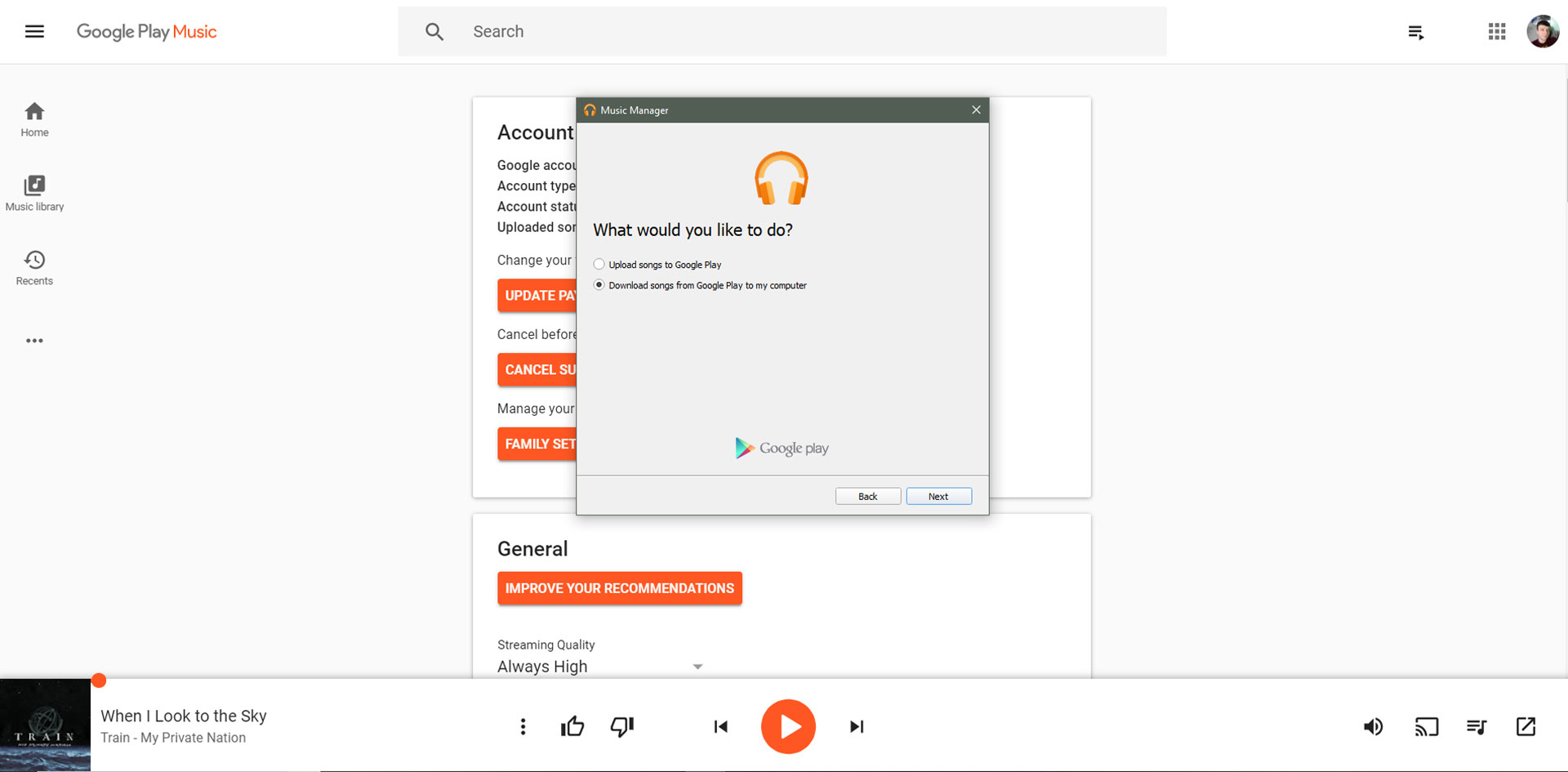where does google music download to