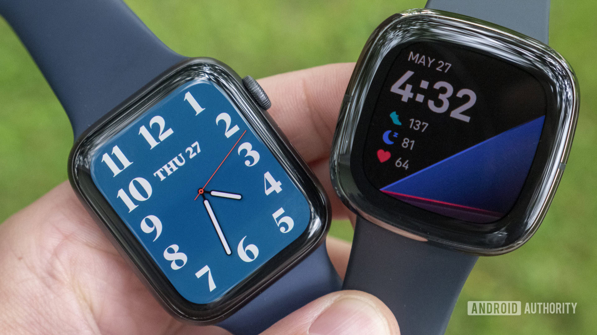 Fitbit Sense vs Apple Watch Series 6 watch faces displays 1