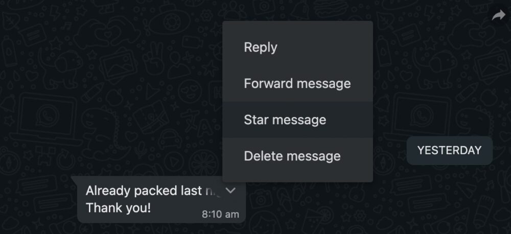 how to star a message on whatsapp android