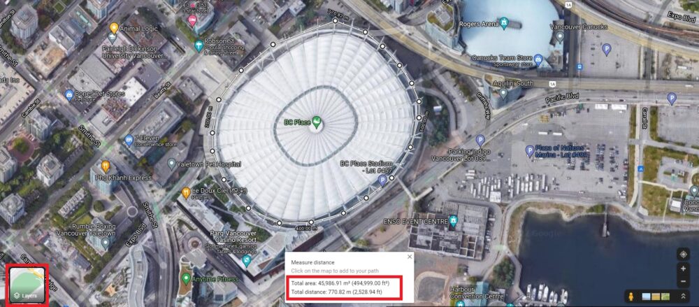 How To Measure Distance On Google Maps Android Authority   BC Place Area 1000w 439h 