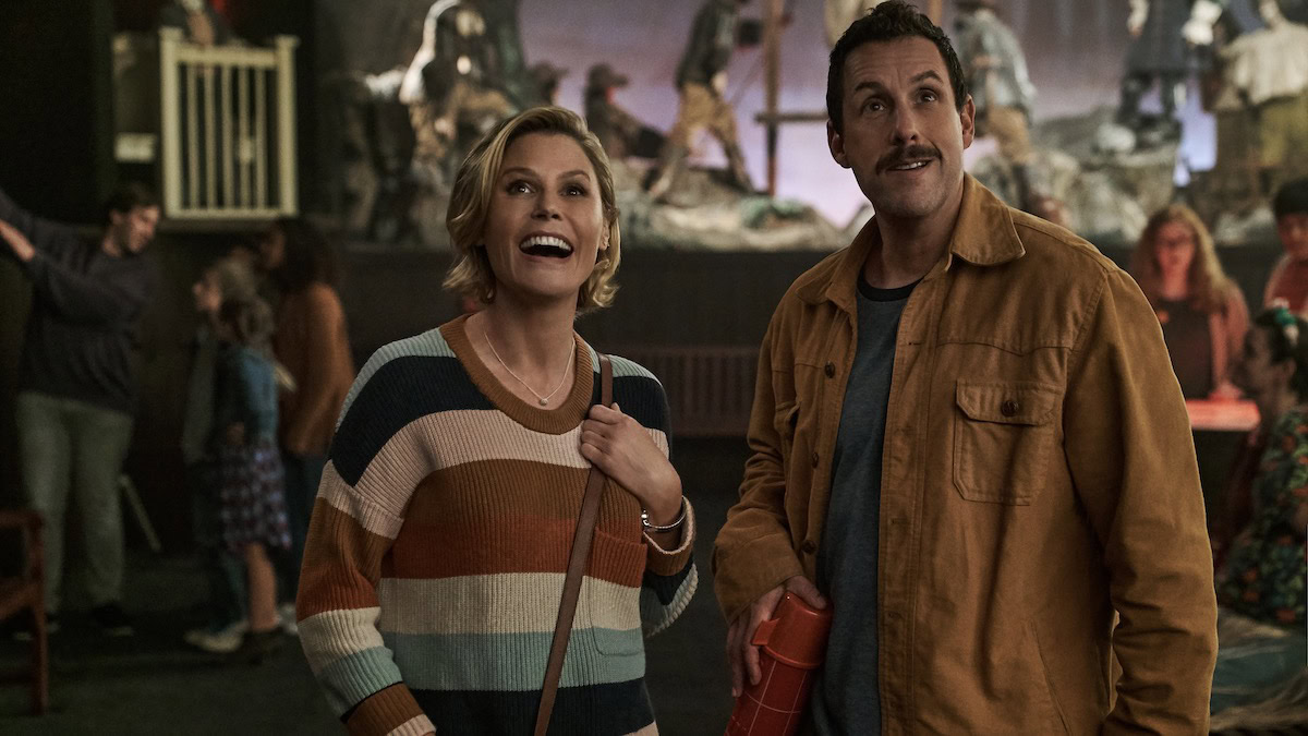 Adam Sandler and Julie Bowen at a school dance in Hubie Halloween - best netflix comedies