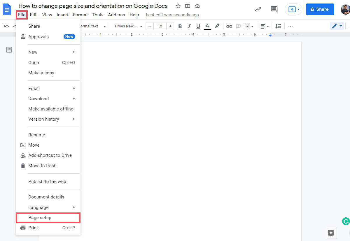Set A3 Paper Size in Google Docs 