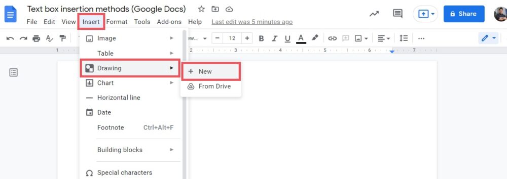 how to add text box in google docs android