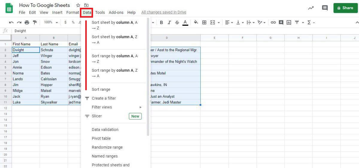 How To Sort In Google Sheets To Find Data More Quickly Android Authority