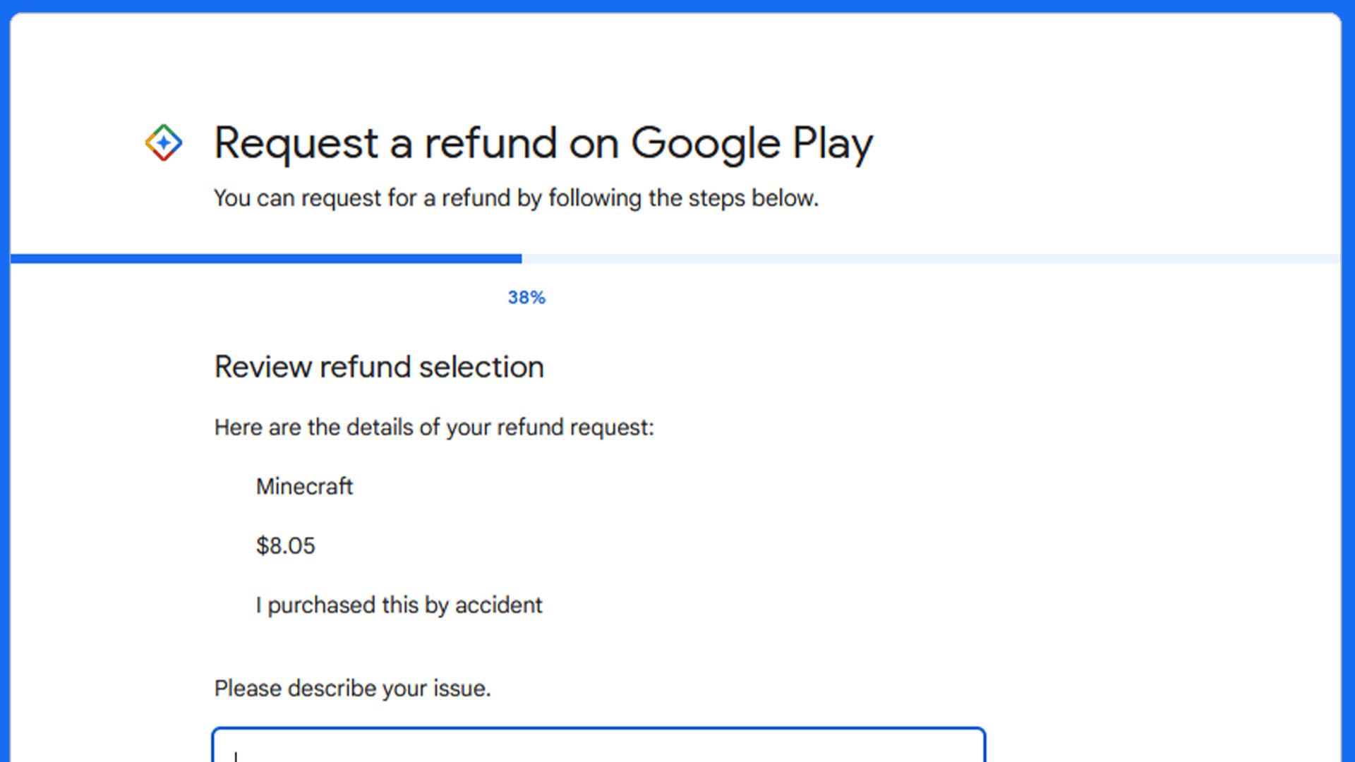 Minecraft refund: says refunded on google play store but I havent got the  money back - Google Play Community