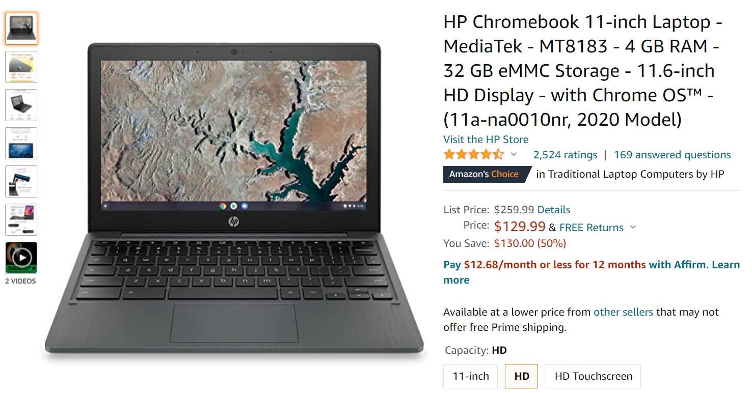 HP Chromebook 112020Amazonディール