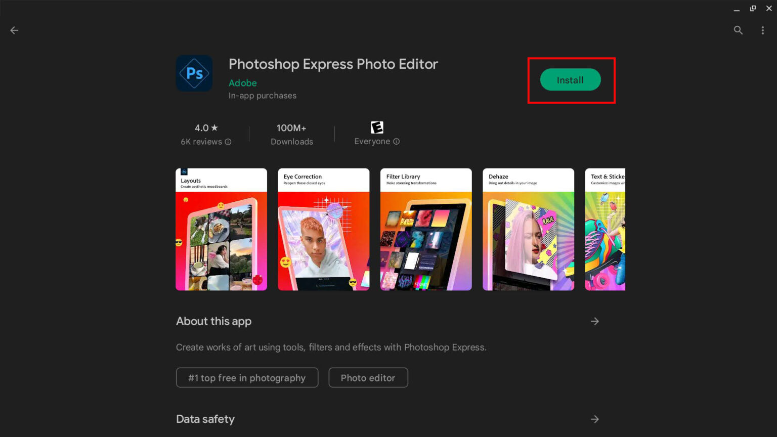 can i download the adobe photoshop app on my chromebook