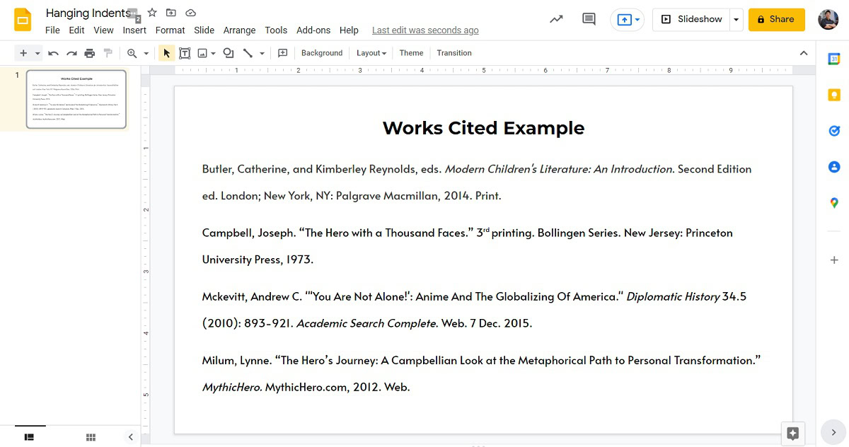 How To Do A Hanging Indent On Google Slides Android Authority