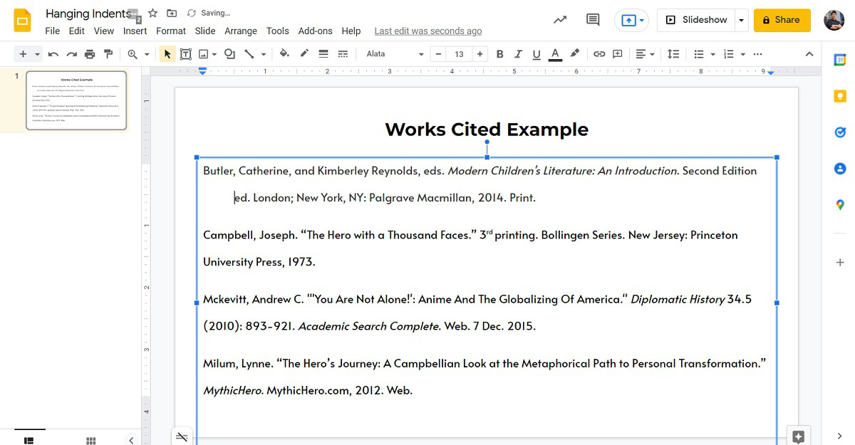 How To Do A Hanging Indent On Google Slides Android Authority