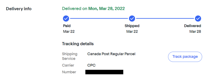 ebay tracking packages