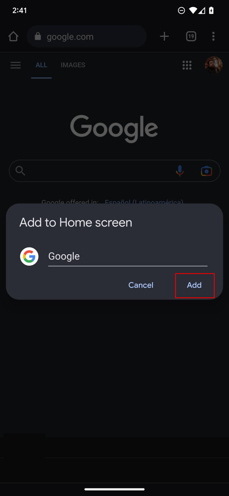 How to create a shortcut on Chrome for Android 3