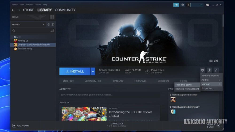 How to hide Steam games and profile activity - Android Authority