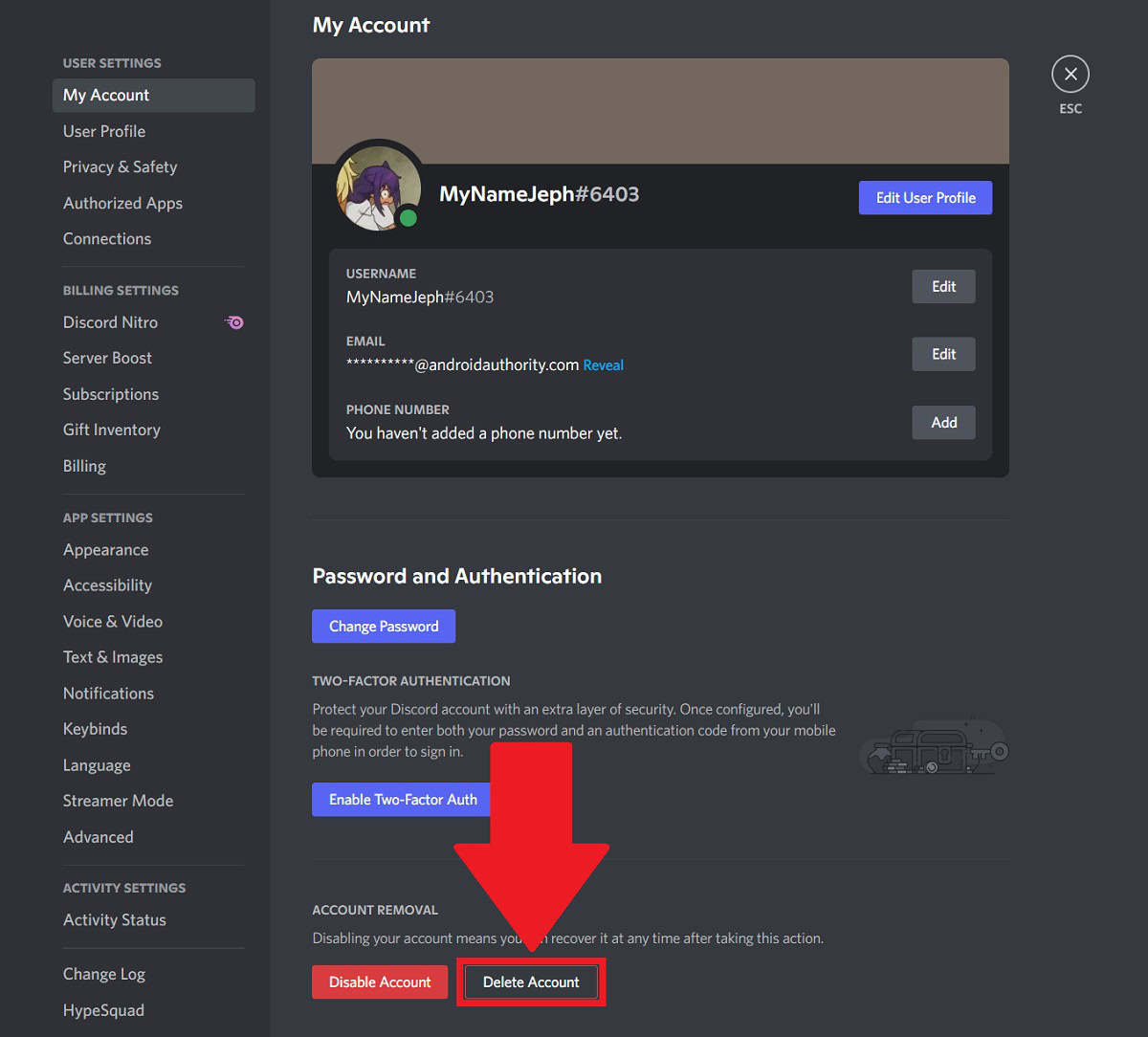 How To Delete Your Discord Account Android Authority