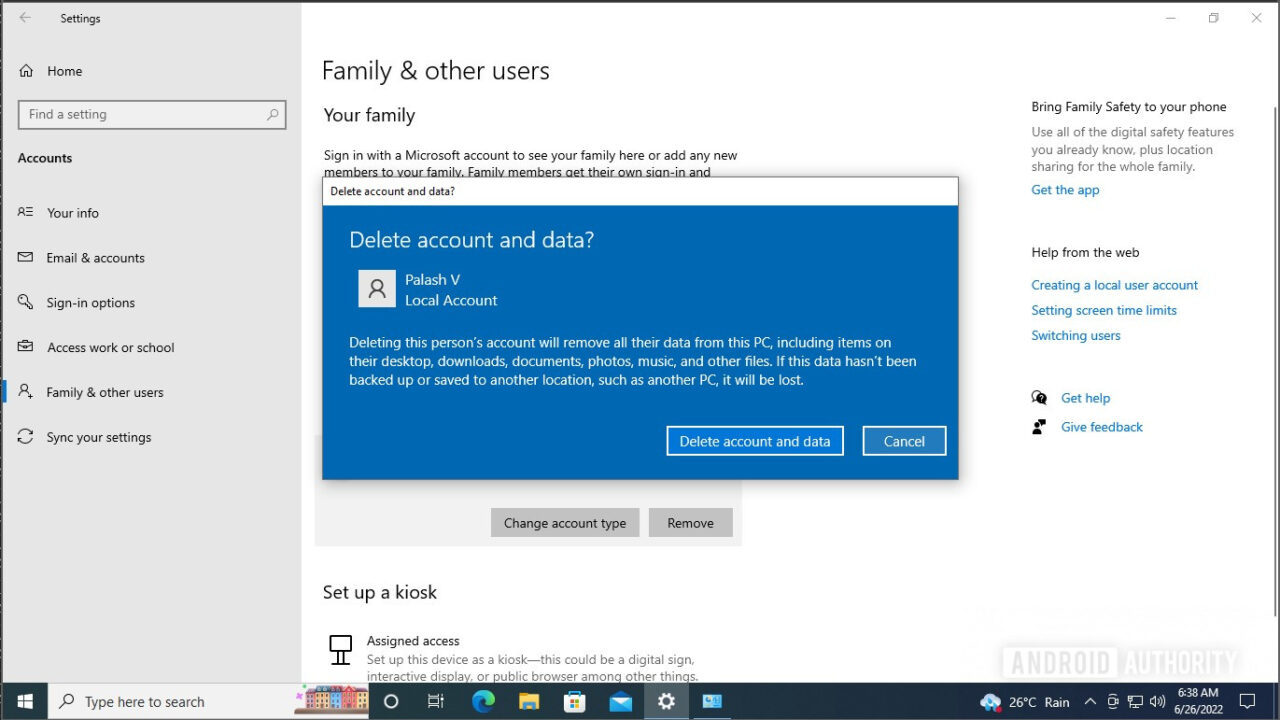 delete account administrator windows 10