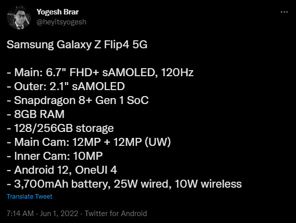 Samsung Galaxy Z Flip 4 8GB RAM