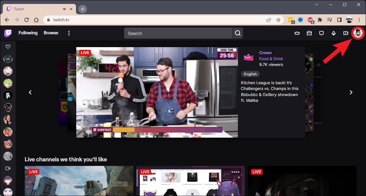 Screenshot of channel from Twitch.tv
