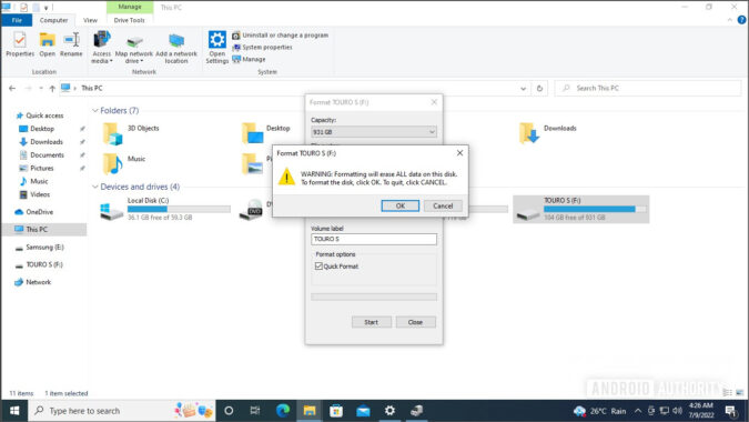 How to format and partition an external hard drive or SSD on Windows