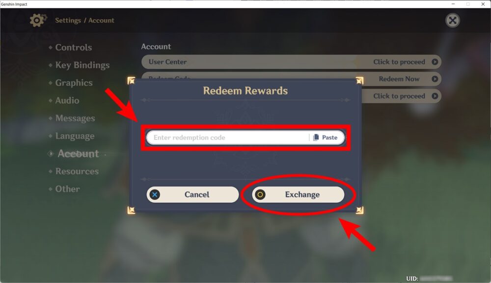 How to redeem codes in Genshin Impact galaxyconcerns