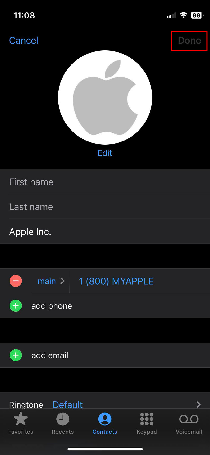 How to edit a contact on iPhone 3