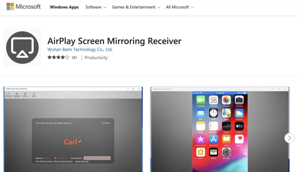 screen mirror apple phone to pc