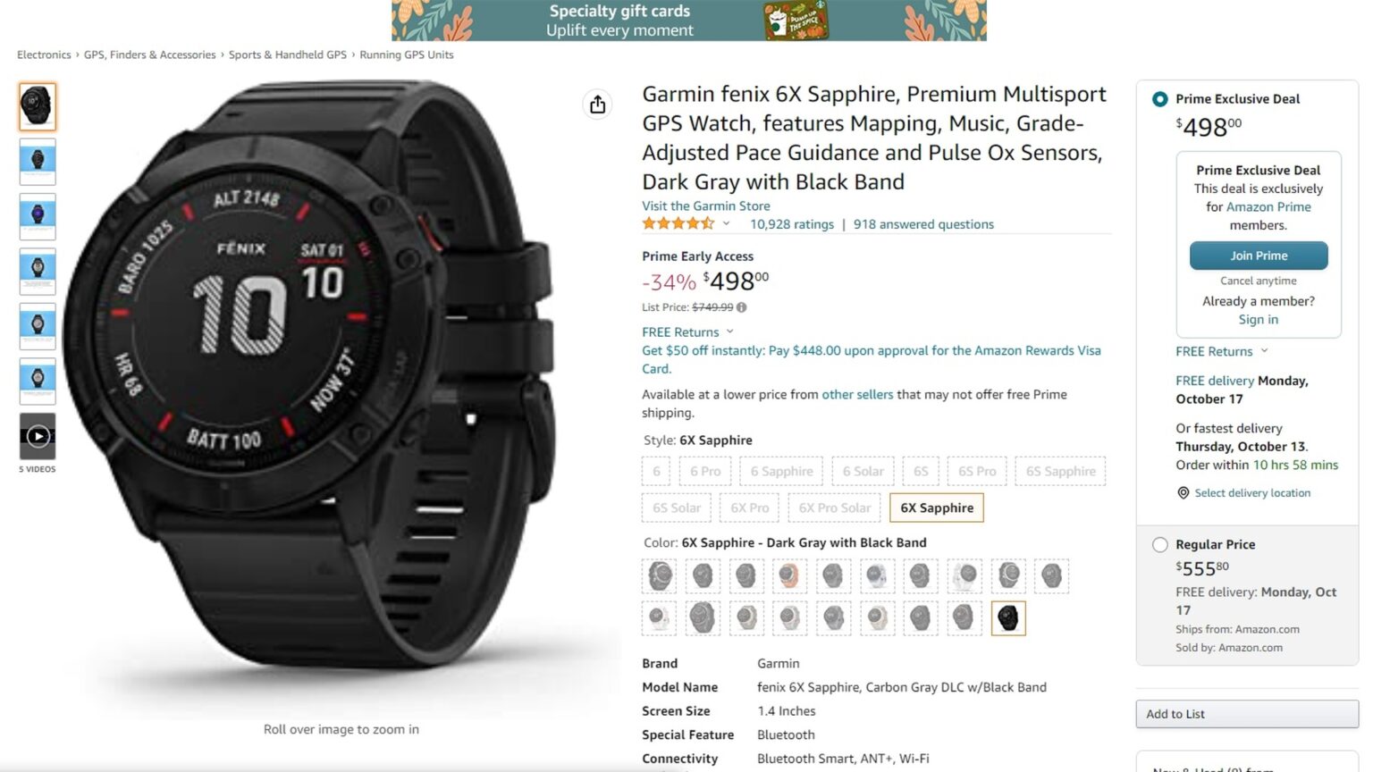 Save $250 on the flagship Garmin Fenix 6X Sapphire on Amazon