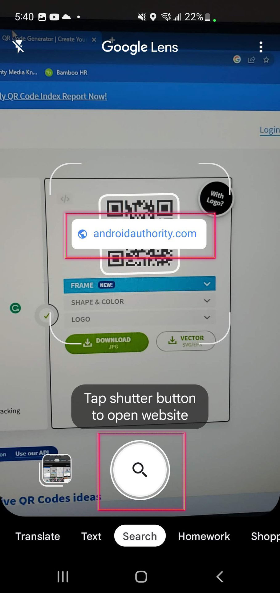 Read QR code using Google Lens 2