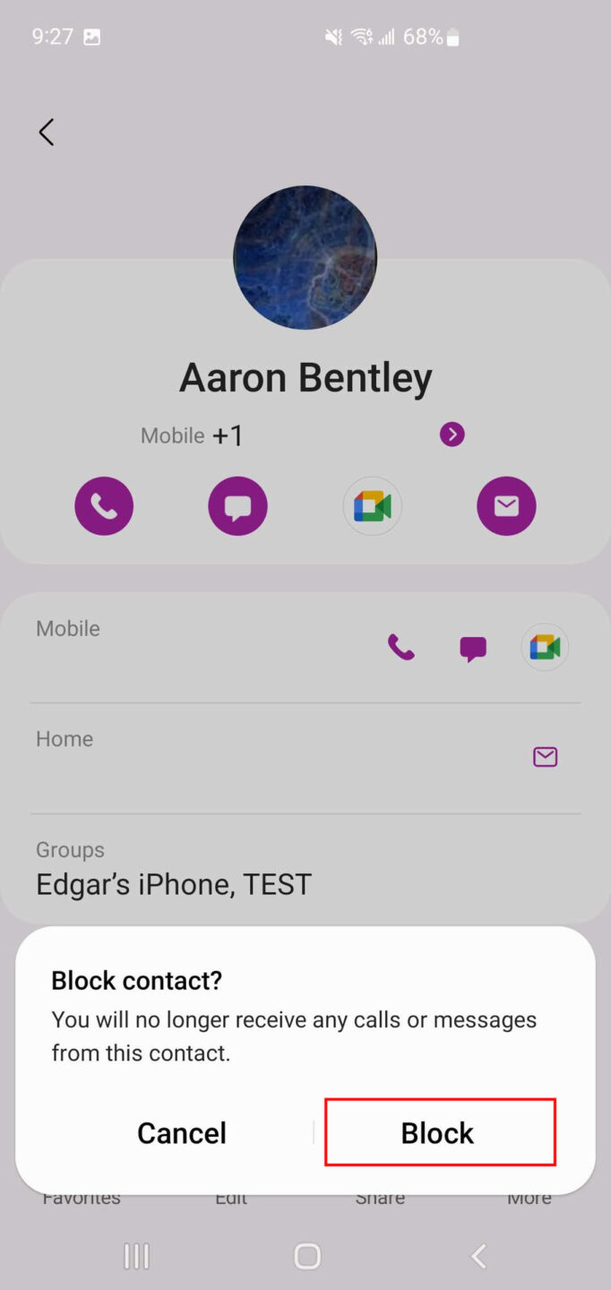 block a phone number android