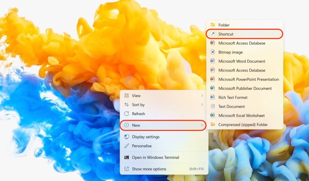 windows cmd create desktop shortcut