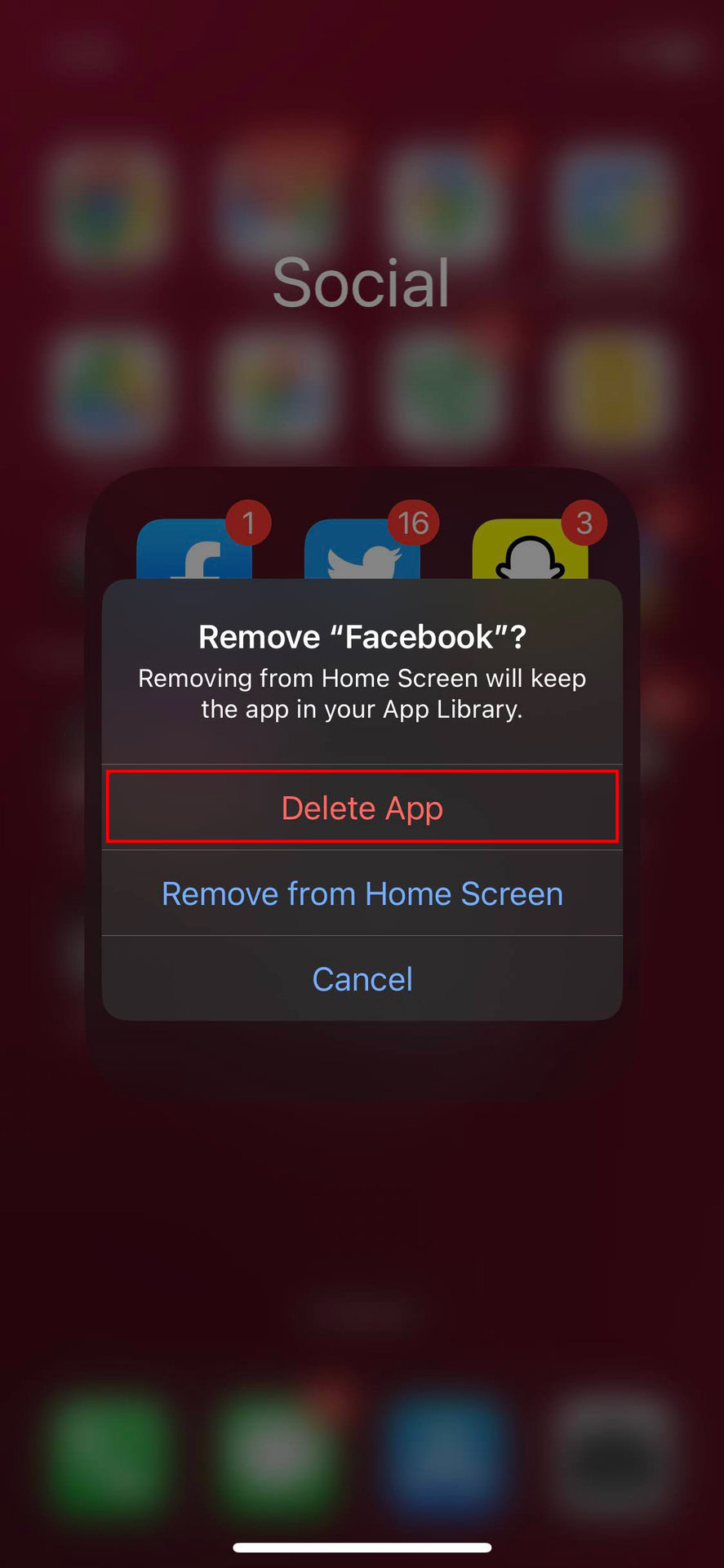 How to uninstall Facebook on iPhone 3