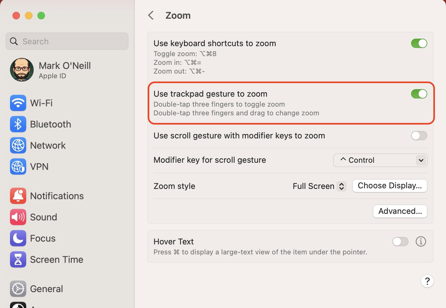 enable trackpad zoom on mac