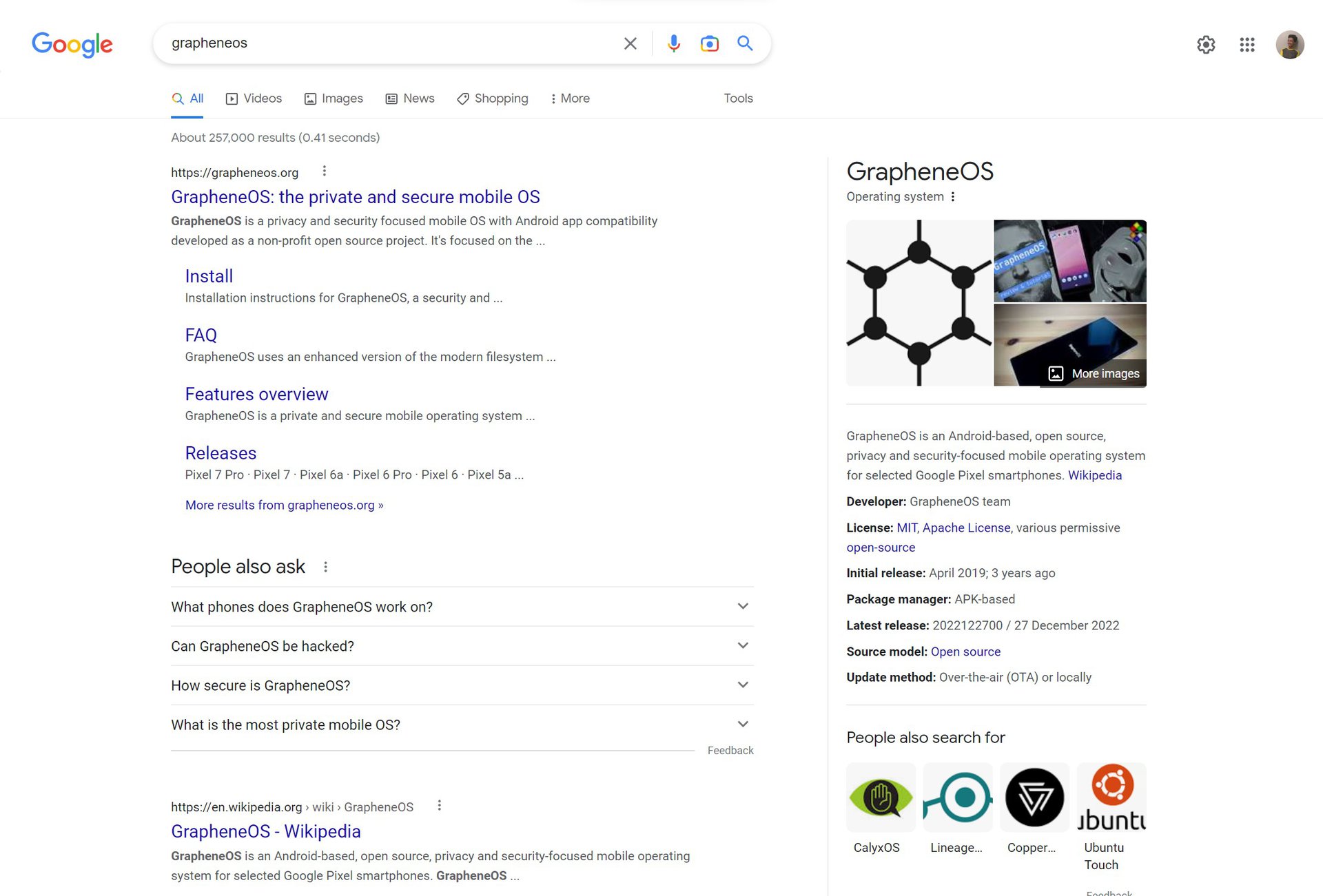 google search result screenshot