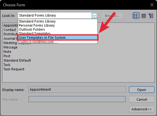 use templates in file system 1