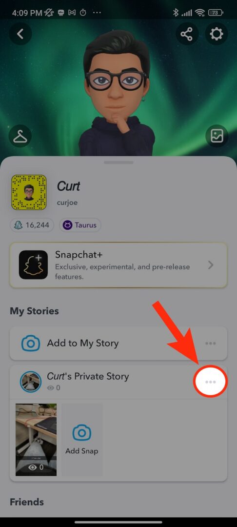 comment revoir une story privé snapchat