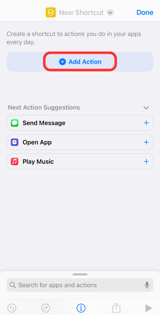 Tap on Add Action