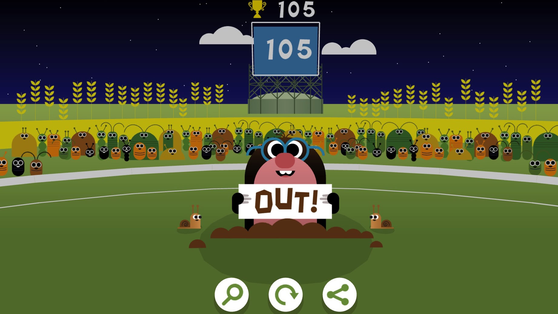 The Google Doodle is a baseball game